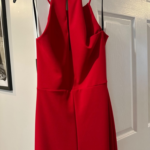 Red sleeveless high neck  jumpsuit - Picture 3 of 4